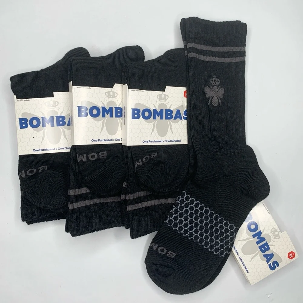 Bombas Black and Gray Athletic Socks